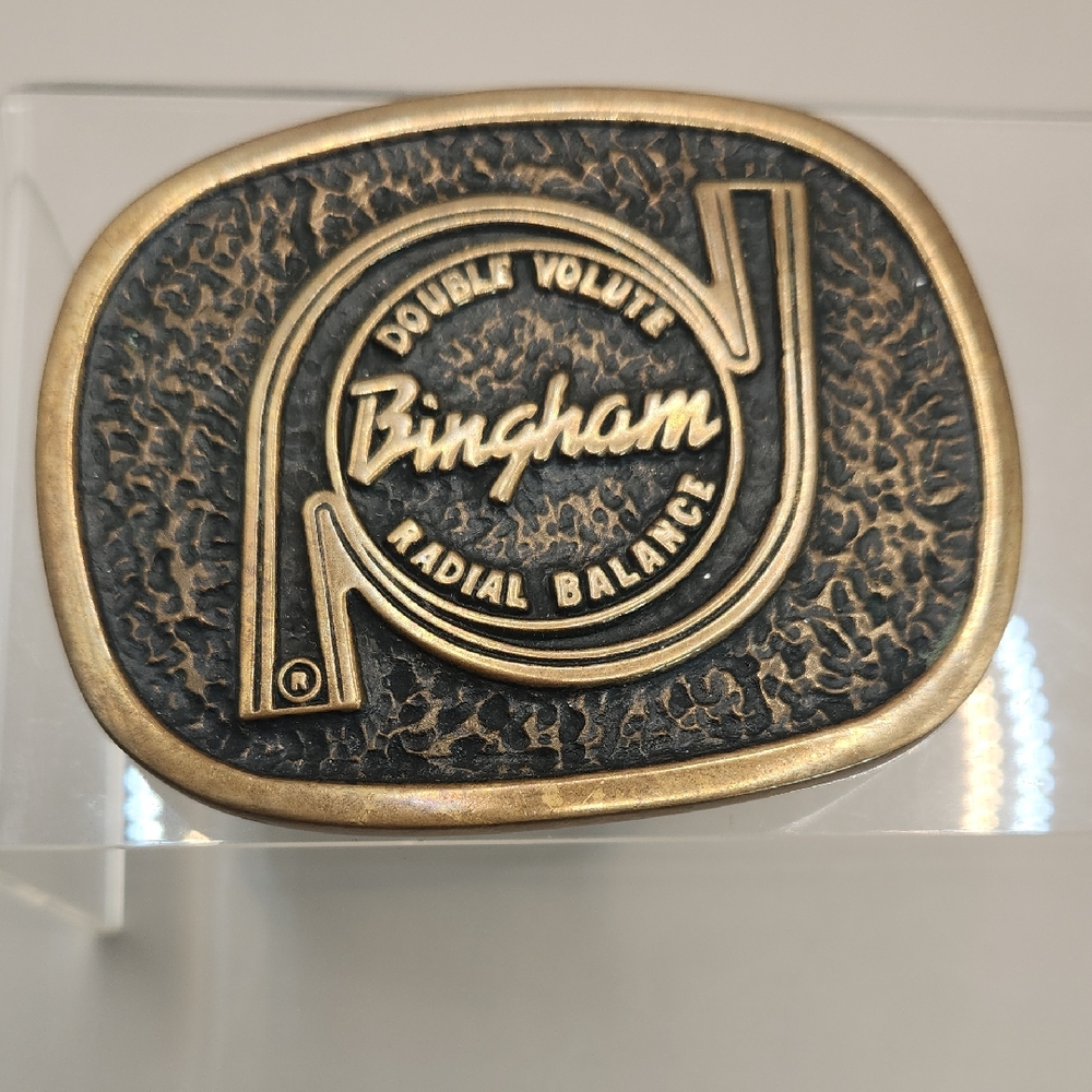 1979 Viking Metal Grafics Bingham Radial Balance Belt Buckle - Bronze